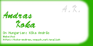 andras koka business card