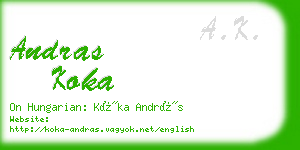 andras koka business card